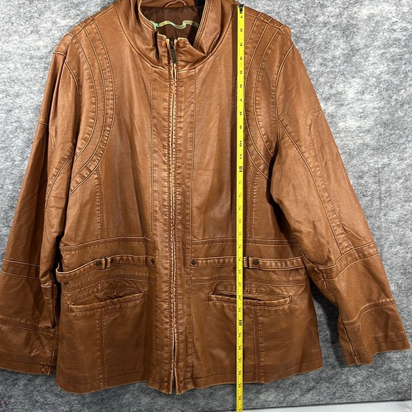 Women's Plus Size 2X Soft Faux Leather Jacket Big Chill Zipper Brown Tan *READ* - Picture 11 of 17